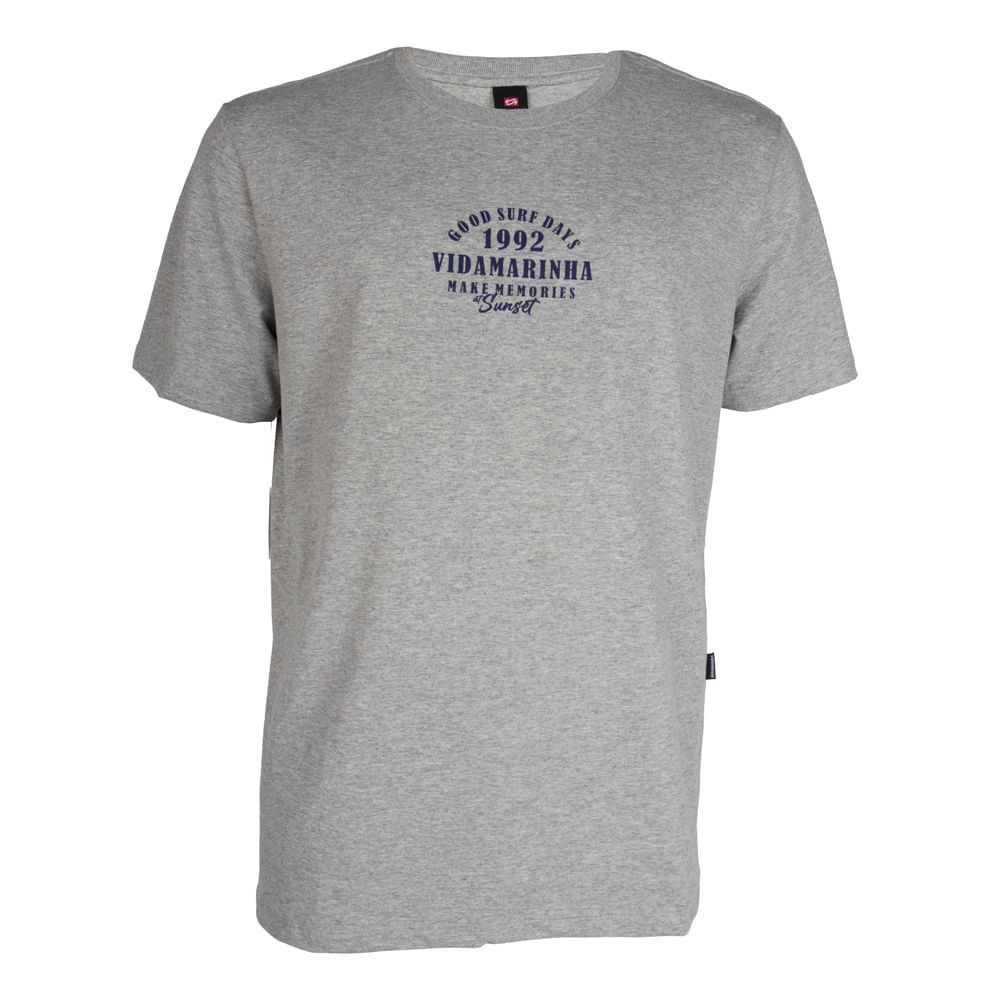 Camiseta Masculina Vida Marinha com Estampa Cinza/marinho
