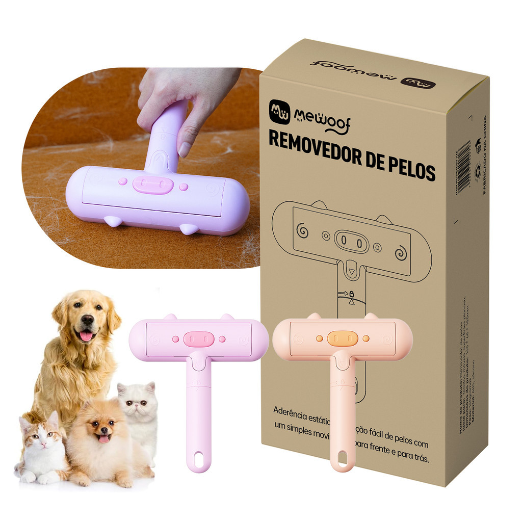 Removedor de Pelos Cães e Gatos Rolo Removedor Pêlos Mágico Pet Sofá Cama Roupa