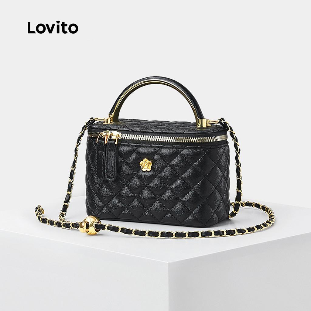 (Elegante) Lovito Bolsa de Ombro Pequena para Mulheres em Tecido de Alta Qualida