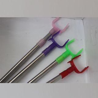 3 peças atacado de aço inoxidável roupas garfo haste de colheita de roupas haste telescópica fixa cabide de roupas haste