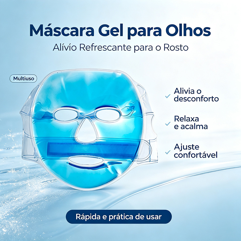 Máscara de gel térmica facial quente e fria, relaxante, alivia inchaço, olheiras e cansaço do rosto