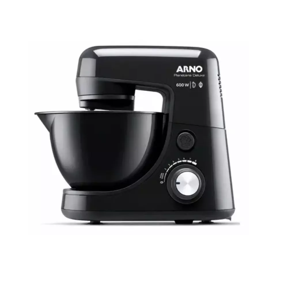 Batedeira Planetária Arno Nova Deluxe 600w 2 Batedores 8 Velocidades 4l Preta Sx34 110V