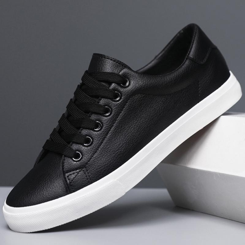 Sapatos de trabalho pretos de sola branca masculinos antiderrapantes resistentes ao desgaste sapatos pretos masculinos 2
