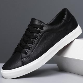 Sapatos de trabalho pretos de sola branca masculinos antiderrapantes resistentes ao desgaste sapatos pretos masculinos 2