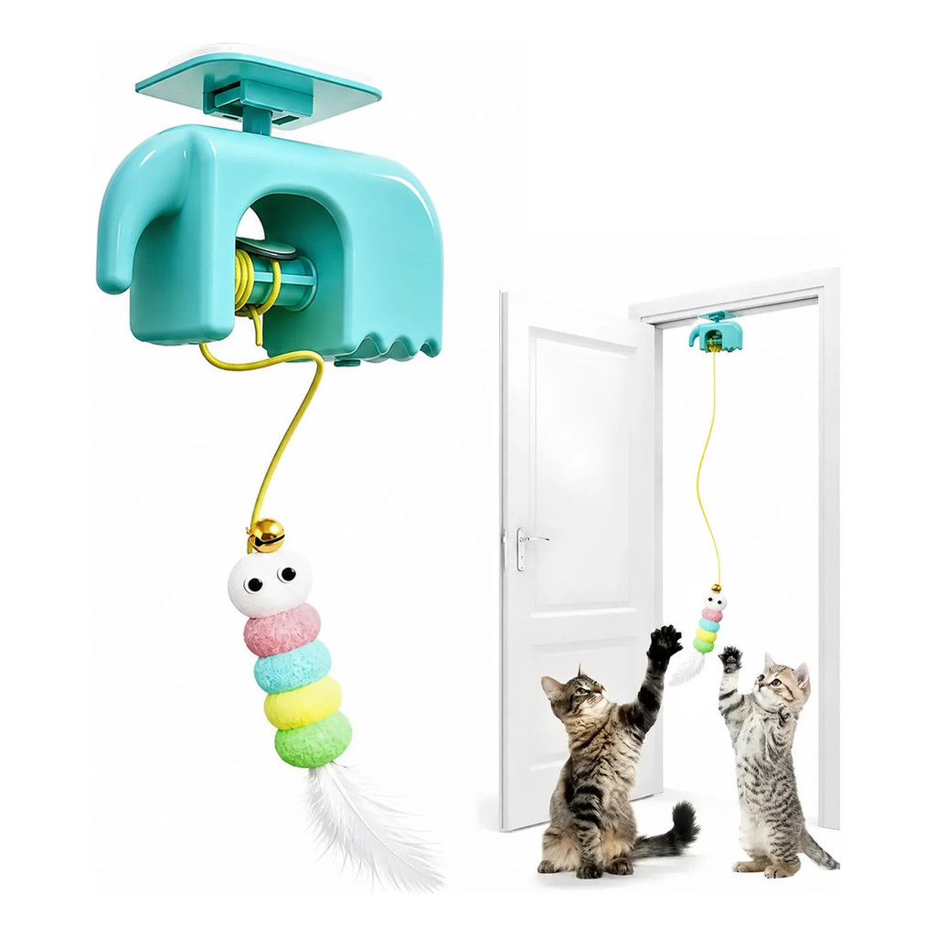 Brinquedo Inteligente para Gatos com Corda Elástica Giratória Elétrica para Pendurar em Portas Automático Anti Estres