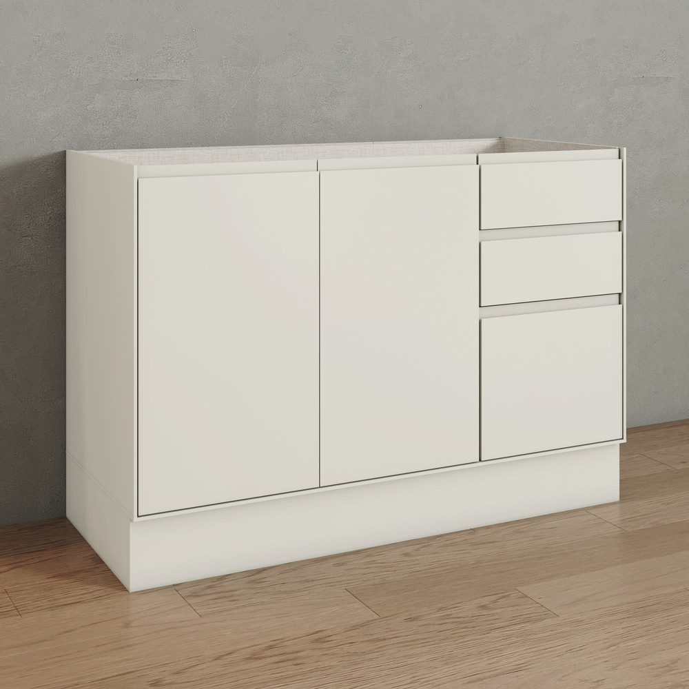 Balcão Pia 3 Portas 2 Gavetas 120Cm 100% Mdf Fineze Henn