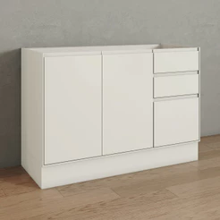 Balcão Pia 3 Portas 2 Gavetas 120Cm 100% Mdf Fineze Henn