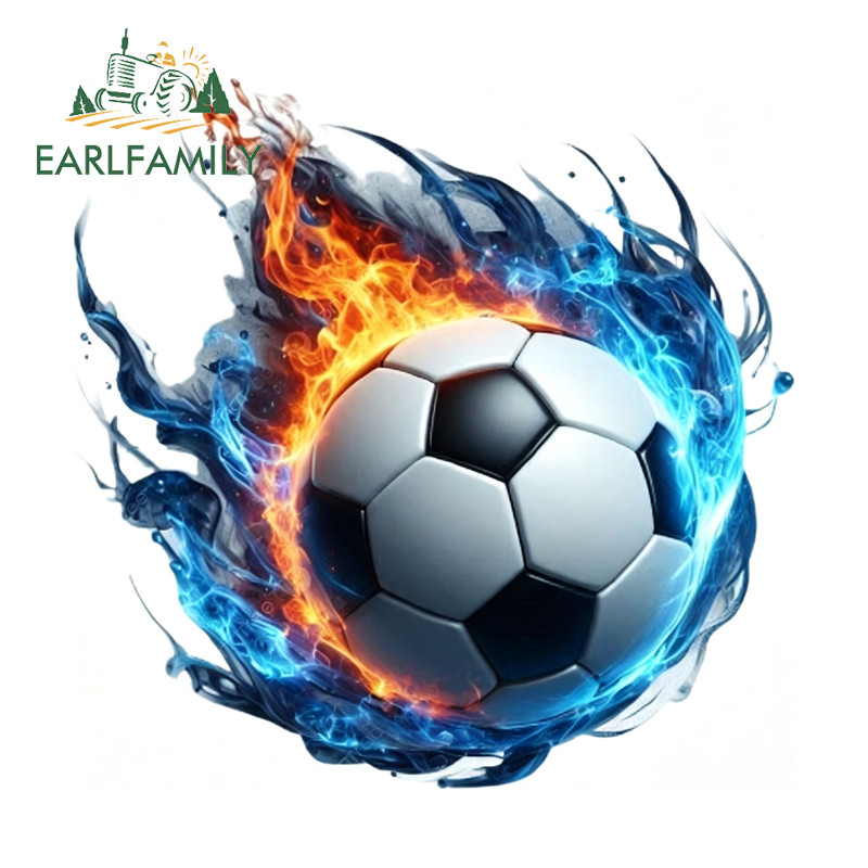 EARLFAMILY Fogo Futebol Adesivos De Carro Moda Oclusão Zero Caravana Skate Capacete Janelas PVC Decalque À Prova Dwaterp