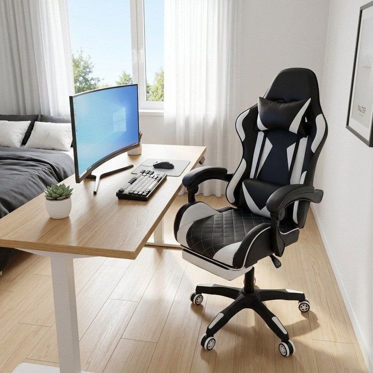 Cadeira Reclinável com Apoio para Pés Super Pro Gamer