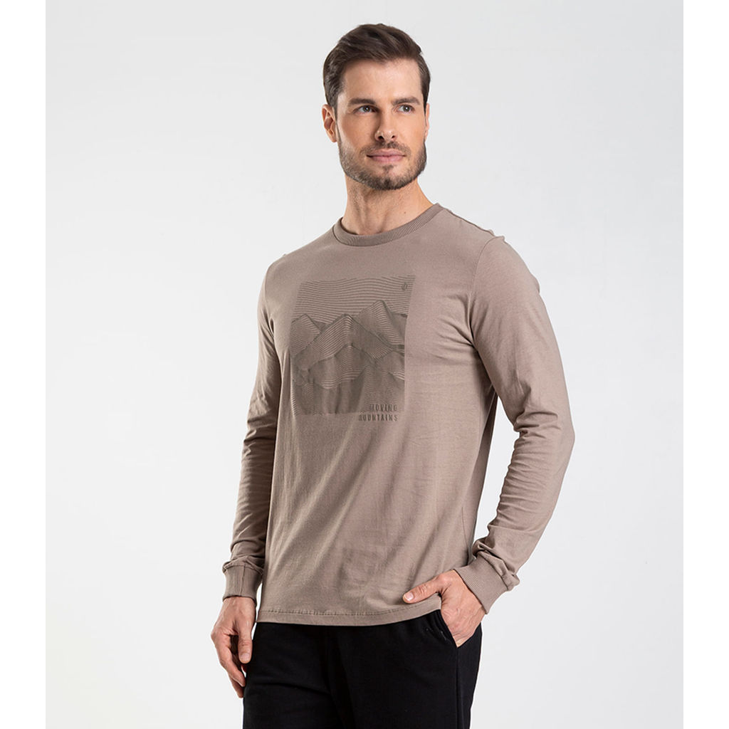 Camiseta Manga Longa Meia Malha Diametro Marrom