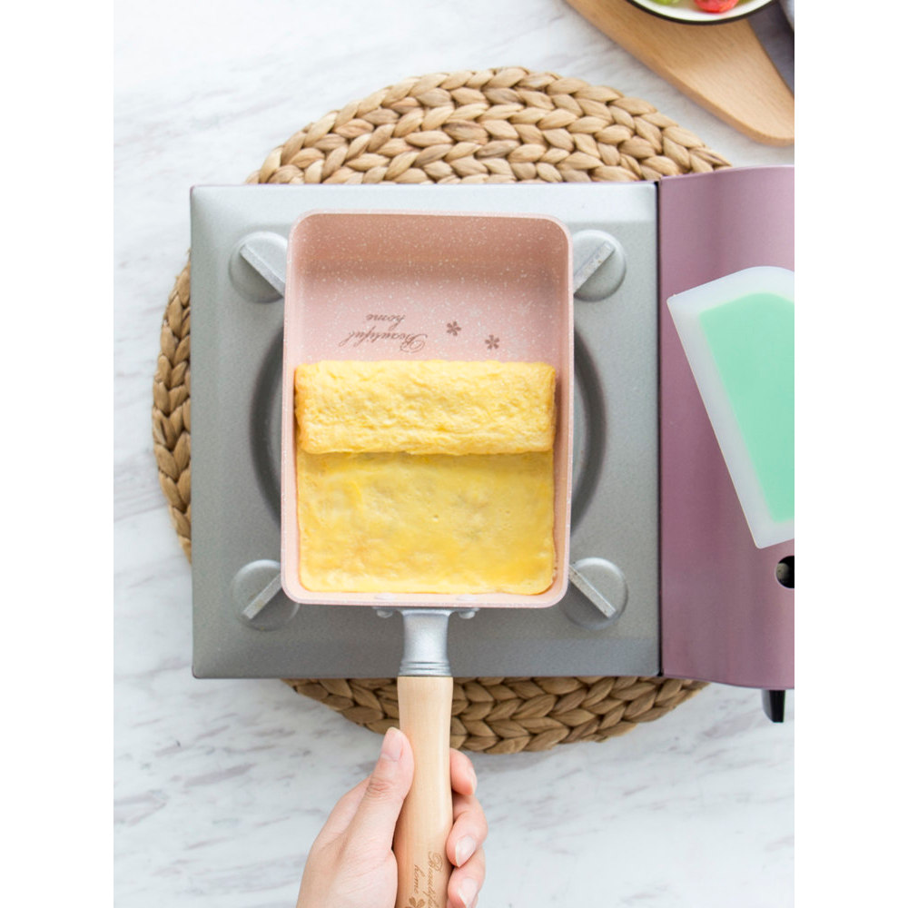 Japonês grosso omelete Tamagoyaki pan antiaderente Melaleuca pan ovo rolo frigideira omelete pequena Mini frigideira