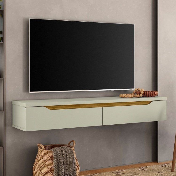 Rack Suspenso para TV até 50 Polegadas 135cm Bege Off White/Bege