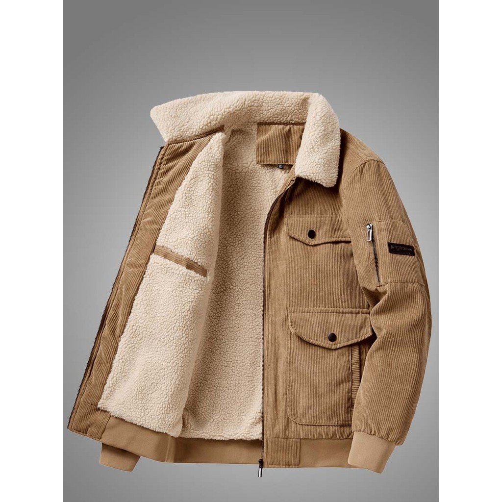 Roupas acolchoadas masculinas 2025 outono inverno novo estilo veludo grosso acolchoado roupas de pai de meia-idade roupa