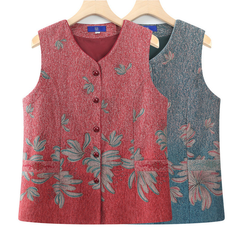 Avó roupas novo estilo colete jaqueta de meia-idade idosos outono colete superior feminino mãe roupas colete roupas para