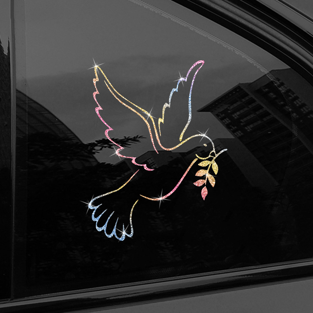 1 Unidade De Adesivo De Vinil Com Glitter Peace Dove Olive Branch , Decalque Autoadesivo Brilhante , Decoração Deslumbra