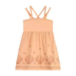 Vestido Infantil Menina Conchas Texturizado Elian Laranja