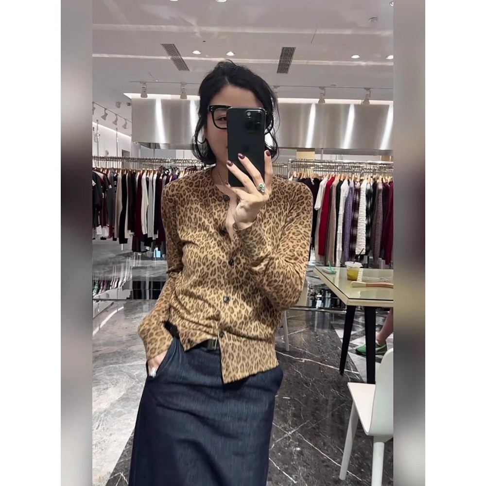 Design elegante leopardo impresso camisa de manga comprida feminina primavera novo estilo estilo coreano moda mais magro