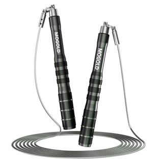 MOGOLD Corda de Pular Antitravamento, Cabo de Aço Ajustável, Ideal para Fitness e Emagrecimento.