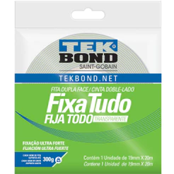 Fita dupla face acrílica 19 mm x 20 m uso interno - Fixa Tudo - TekBond