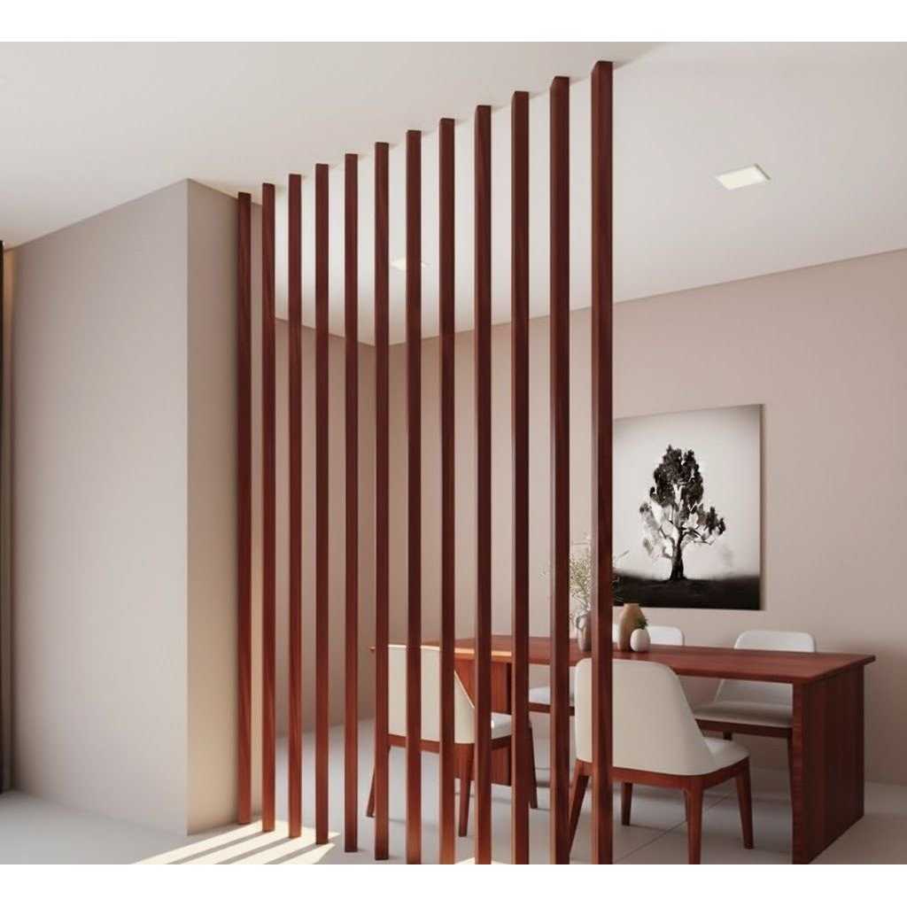 Kit 6 Divisórias de Ambiente WPC 270cm x 10cm x 3,5cm Formaco Decor Branco/Mogno Mogno