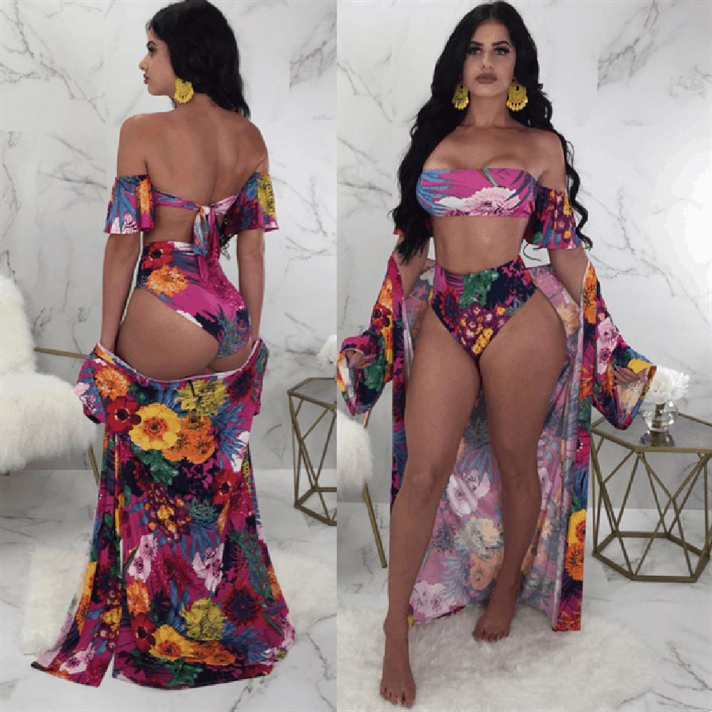2026 Novo produto B-Feel Doce Digital Impresso Maiô Tubo Top Biquíni Três Conjuntos yikais166603. br20260901