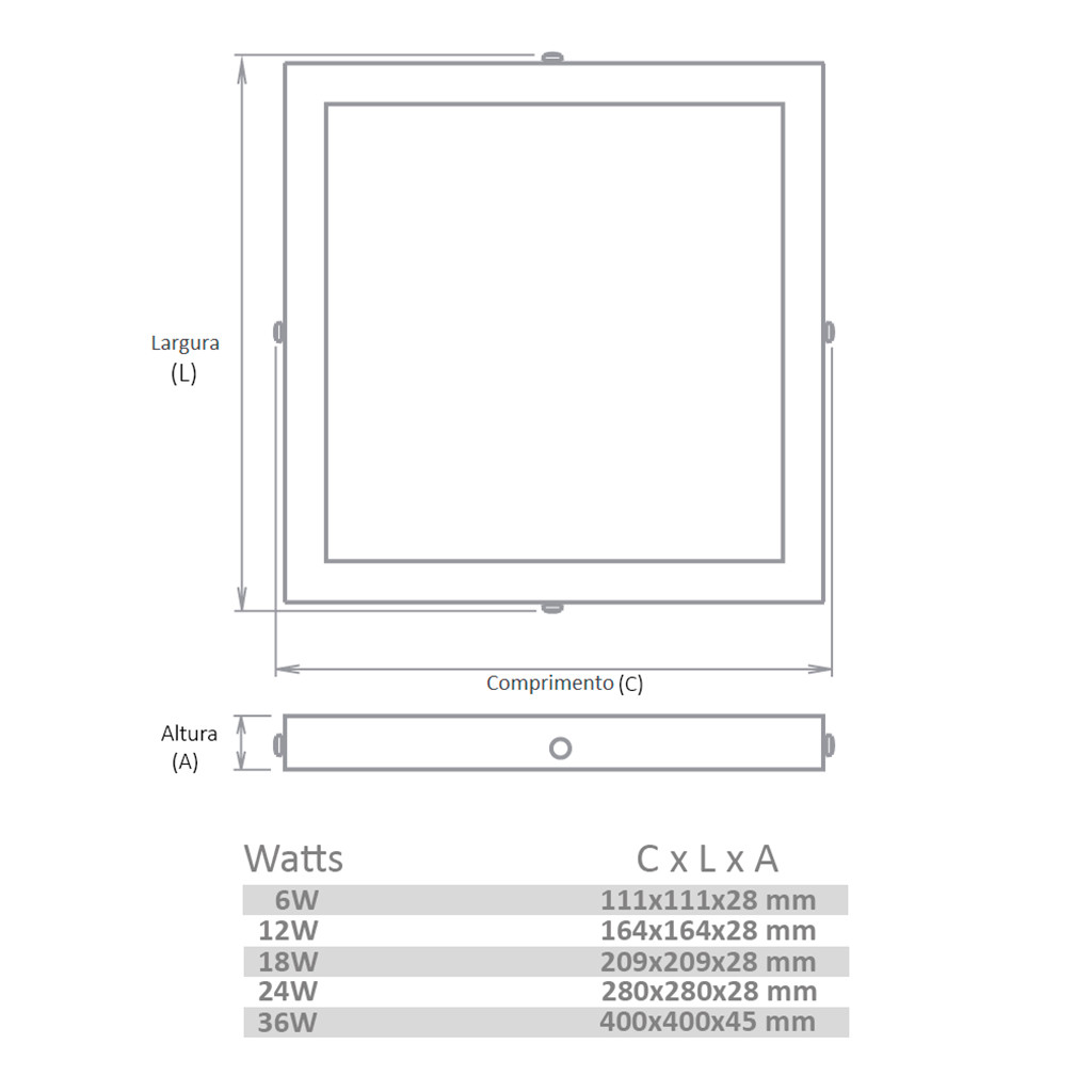 Painel Led PVC Luminária Plafon de Sobrepor 4000K 12W - Plástico — imagem 2 de 2