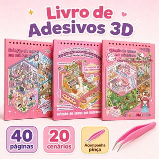 Caderno De Adesivos 3D Infantil Kawaii DIY Com 6 Ou 20 Cenários, Livro Interativo Para Mo…