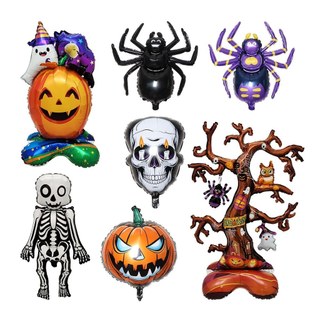 Balão de Halloween em pé tridimensional abóbora aranha balão de filme de alumínio tamanho pequeno balão de árvore morta 
