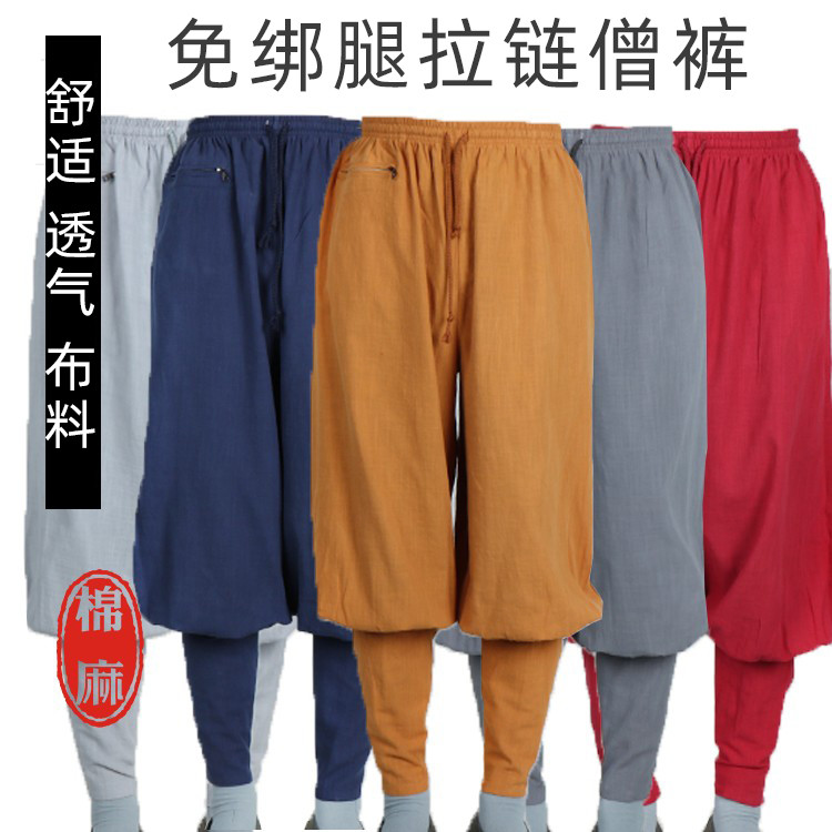 Calças monge homens mulheres verão estilo fino Leggings-livre puro algodão linho fechamento linho solto monges calças ex
