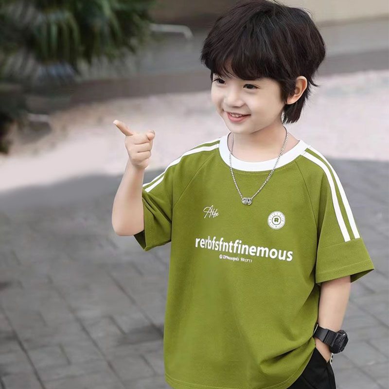 Crianças na moda camiseta meninos de manga curta médio grande crianças verão novo estilo estilo futebol estilo fino impr