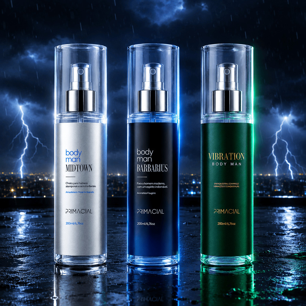 Kit 3 Body Splash Masculino Premium Alta Fixação Projeção Sofisticado Marcante Spray Primacial