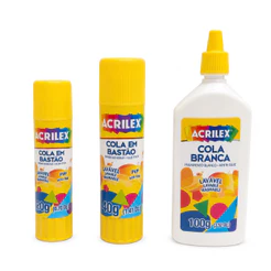 Cola Acrilex Bastão 20g 40g ou Cola Branca 100g