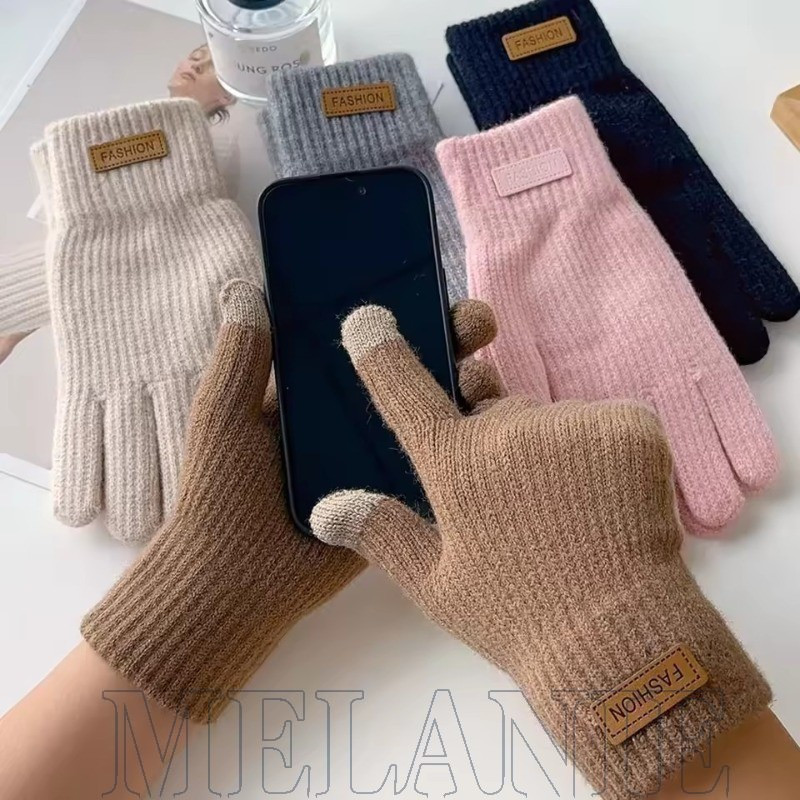 Luvas De Dedo Inteiro De Malha Quente De Inverno-Luva Unissex Macia E Confortável-Moda , Versátil , Simples-Para Ciclism