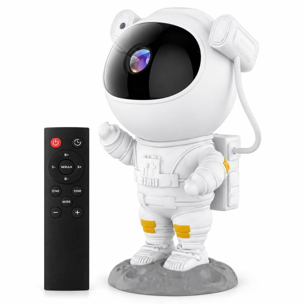 Projetor Astronauta com Controle Remoto Luz Noturna para Quarto Galáxia Estrelas e Nebulosa Qualidade Premium