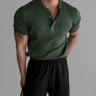 K Knitwear Manga Curta Masculina Respirável Solta Casual Top