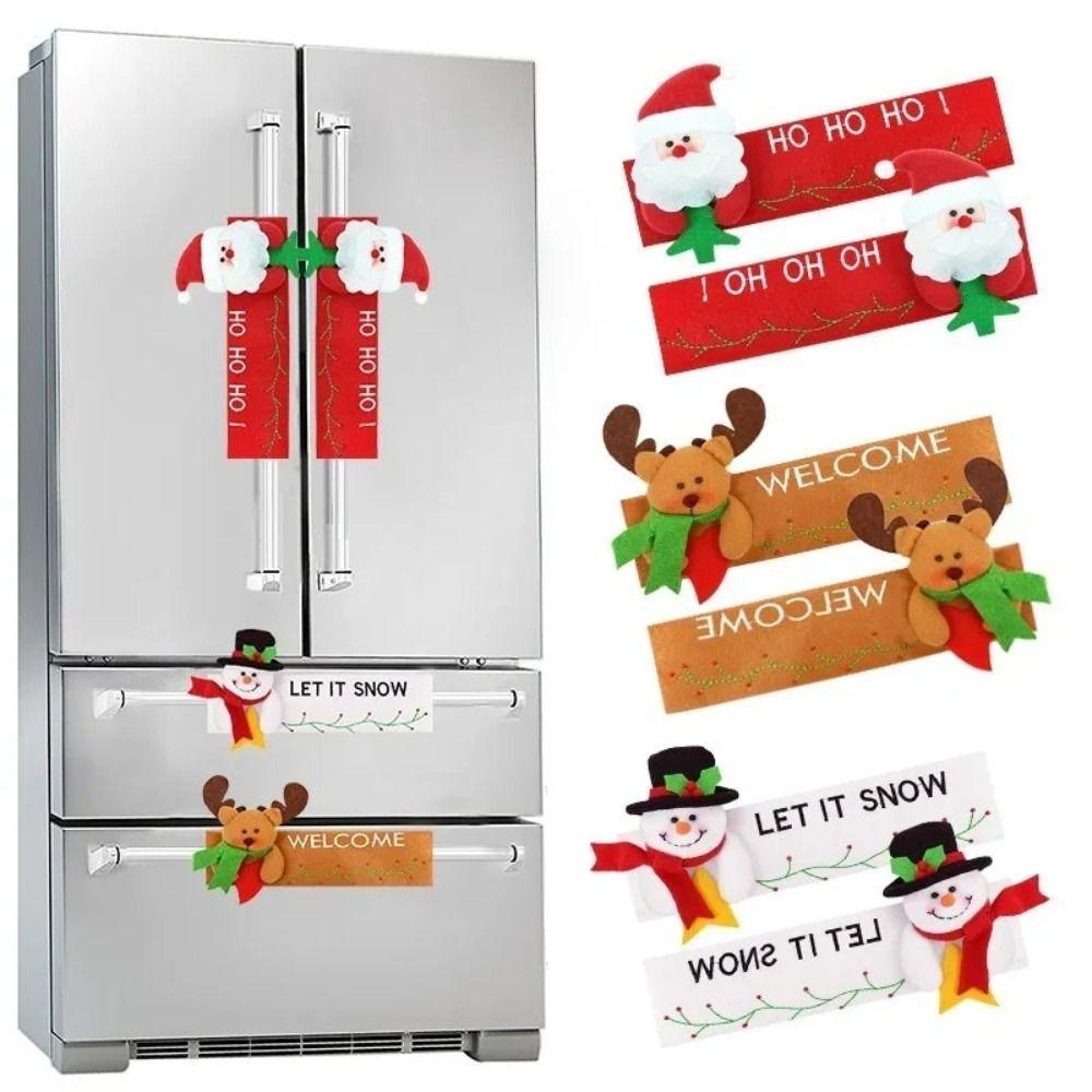 Capa Para Maçaneta De Porta De Forno De Micro-Ondas, Capas Geladeira De Ano De Natal , Papai Noel