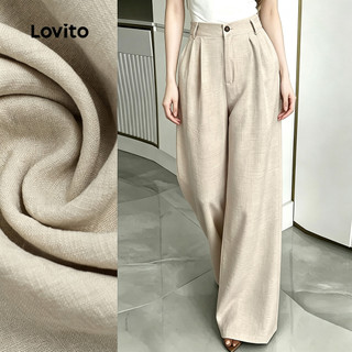 Lovito Alfaiataria Calça Elegante Com Botão Traje De Simples Calça Cáqui Clara Para Mulheres PTB199P2D783