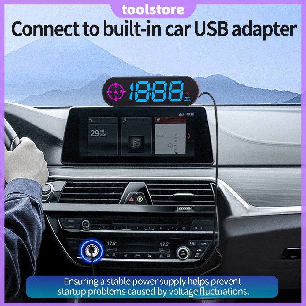 [Novo] Head Up Display Carro HUD GPS Velocímetro KM MPH Bússola Alerta De Excesso De Velocidade USB 4.5 Polegadas