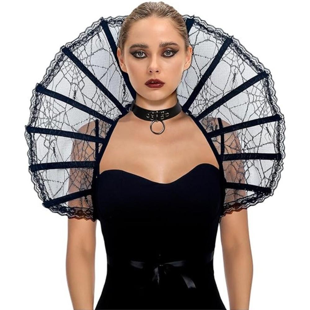 Gola Alta Vitoriana , Capa De Cosplay De Rainha De Renda De Malha , Design Medieval Gótico , Acessórios De Fantasia De H