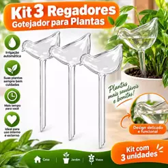 Kit com 3 Regadores Gotejadores para Plantas Irrigação Automática Passarinho Vaso Jardim para Vasos