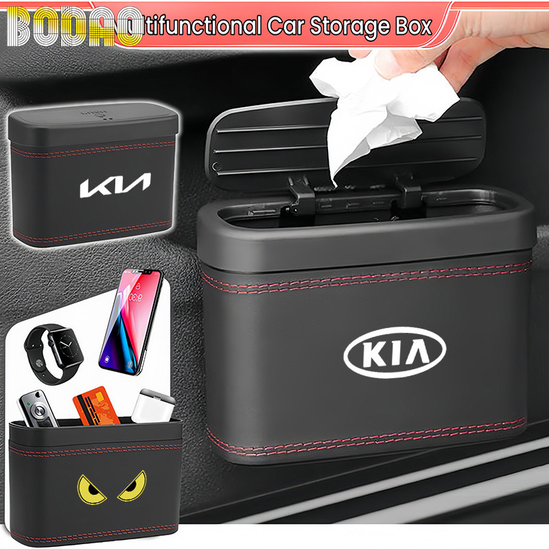 Kia Caixa De Lixo Para Carro Armazenamento Multifuncional Universal À Prova D'água Tampa Articulada Acessórios K3 Rio Ce