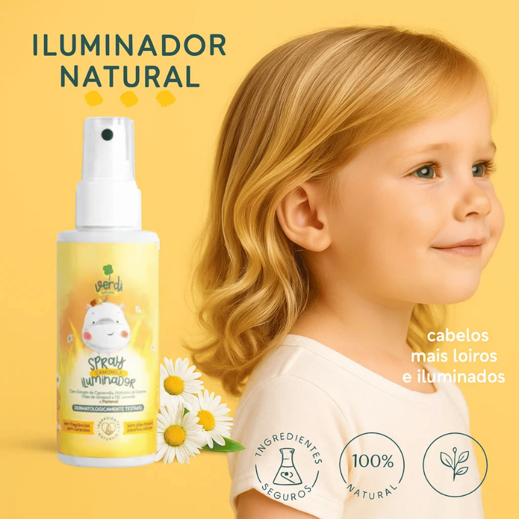 Spray Clareador com Camomila Iluminador Cabelo com Pantenol Verdi Natural - Envio Imediato
