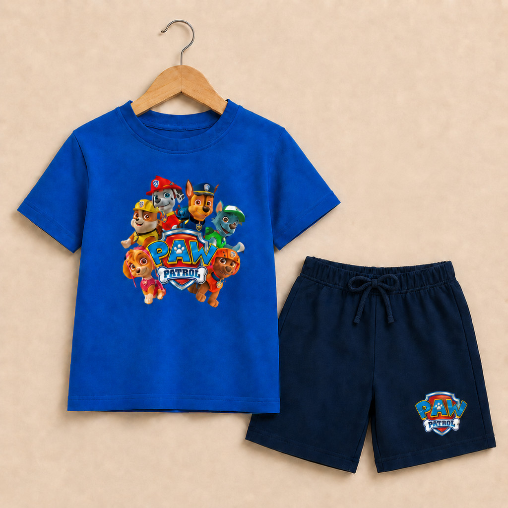 Conjunto Infantil Patrulha Canina Bermuda E Camiseta manga curta 100% algodão Estampa Menino Tamanho 4 Ao 16