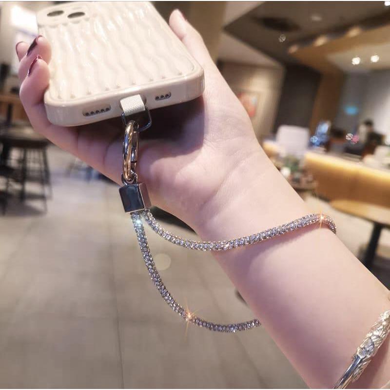 Corda De Telefone De Diamante , Cordão Luxuoso Com Strass E Brilho Estilo Pulso Curto l