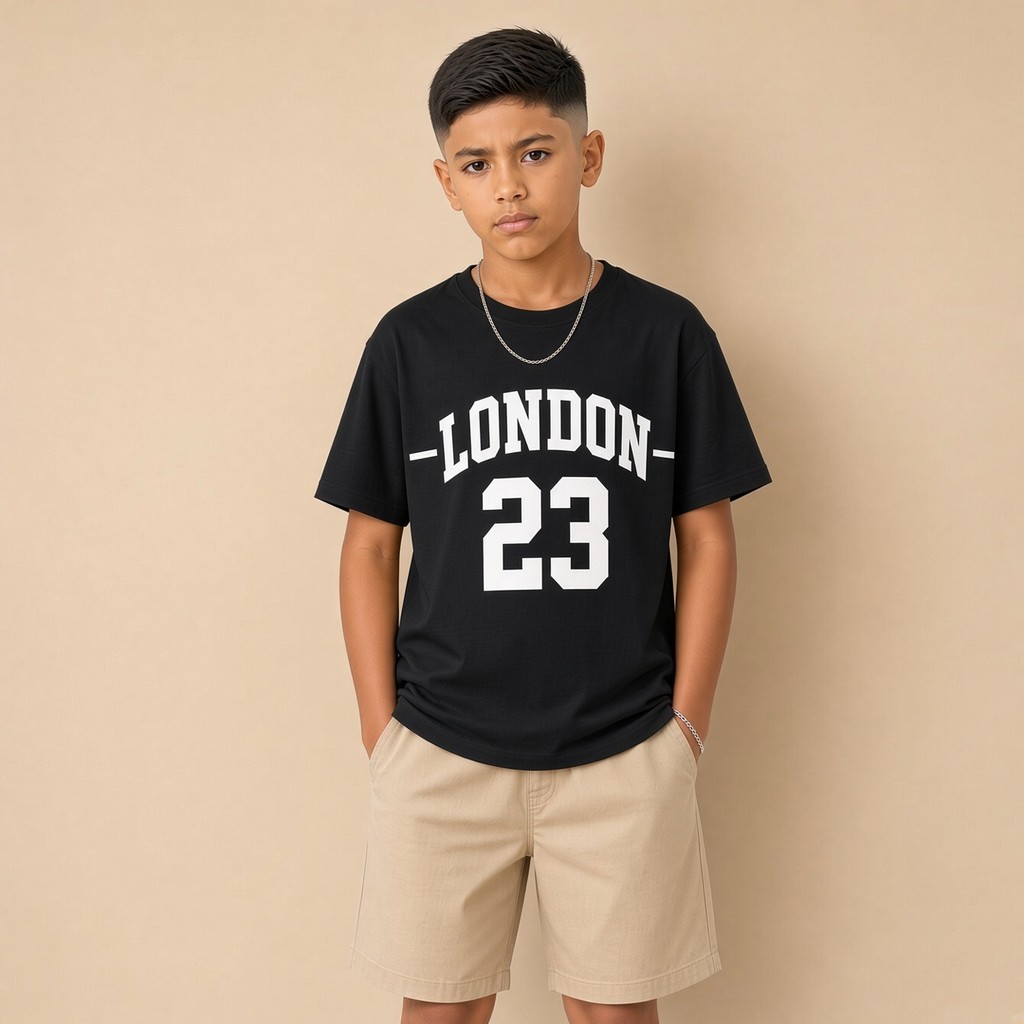 Camiseta Infantil e Jovem Estampada -London- 23 100% Algodão Premium Criança Personalizada Unissex Blusa Camisa Jovem