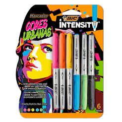 Pincel marcador permanente Marking Urban Colors com 6 cores 935375 Bic