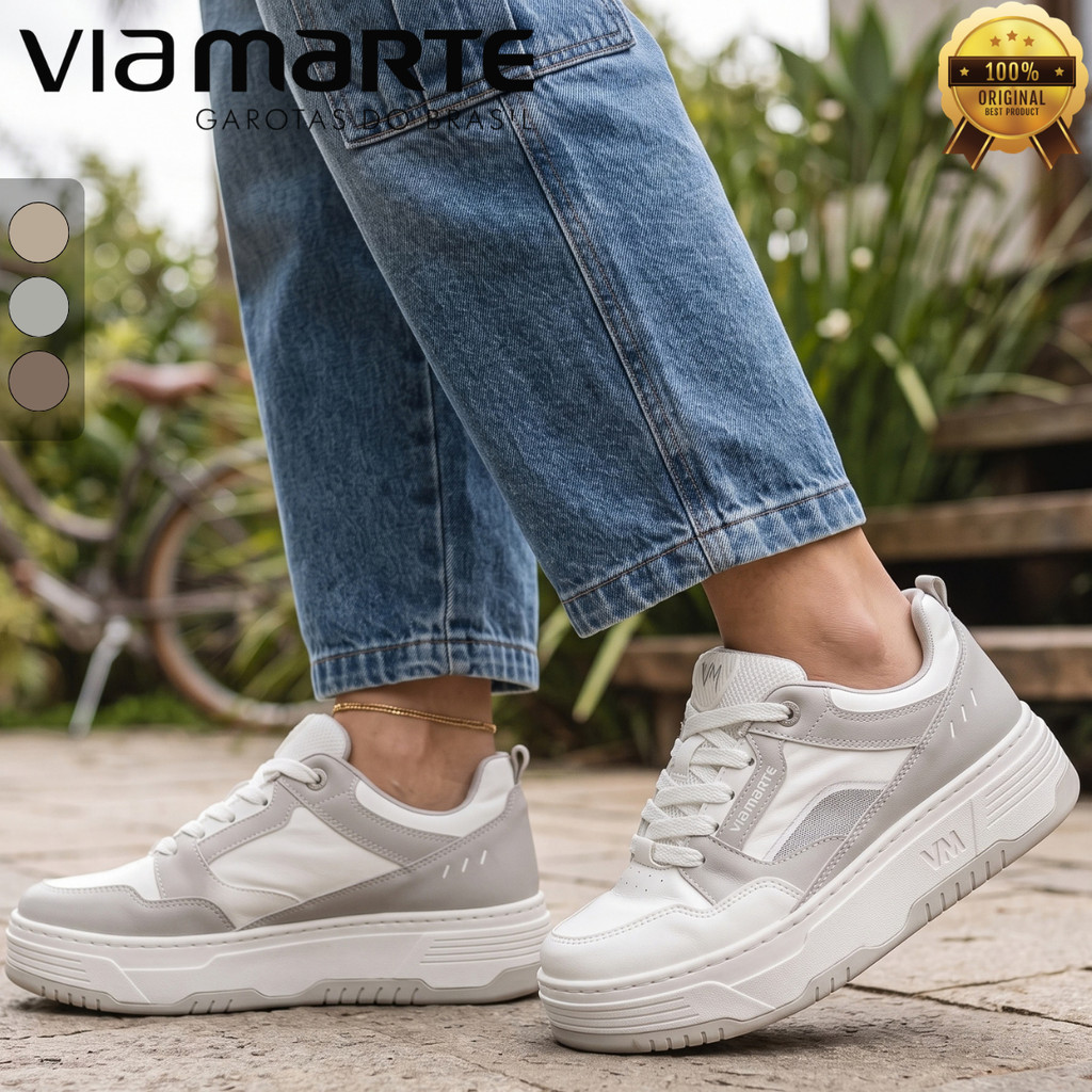 Tênis Via Marte Feminino Street Casual Plataforma Sola Alta 4 cm Antiderrapante Confortável