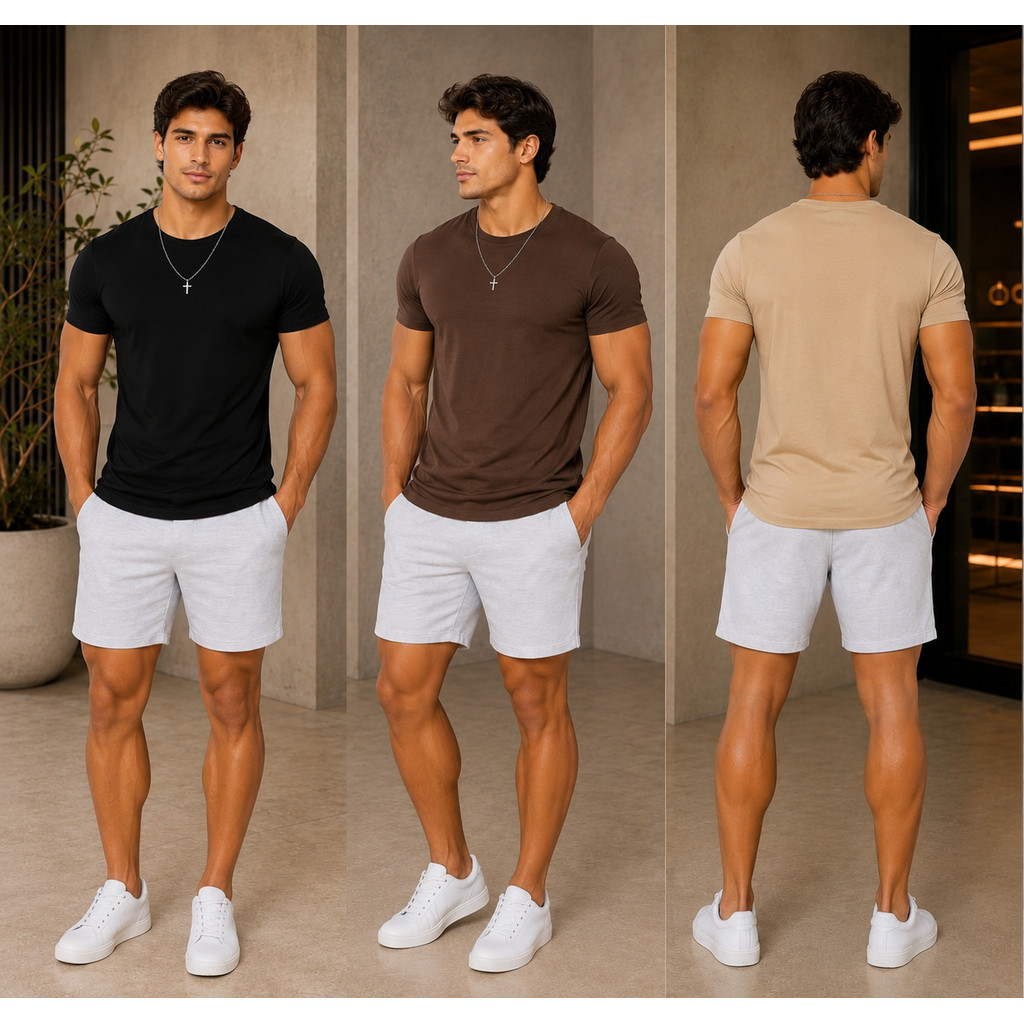 Kit 3 Camiseta Lisa 100% Algodão Masculina Básica Camisa Blusa Premium Malha 30.1