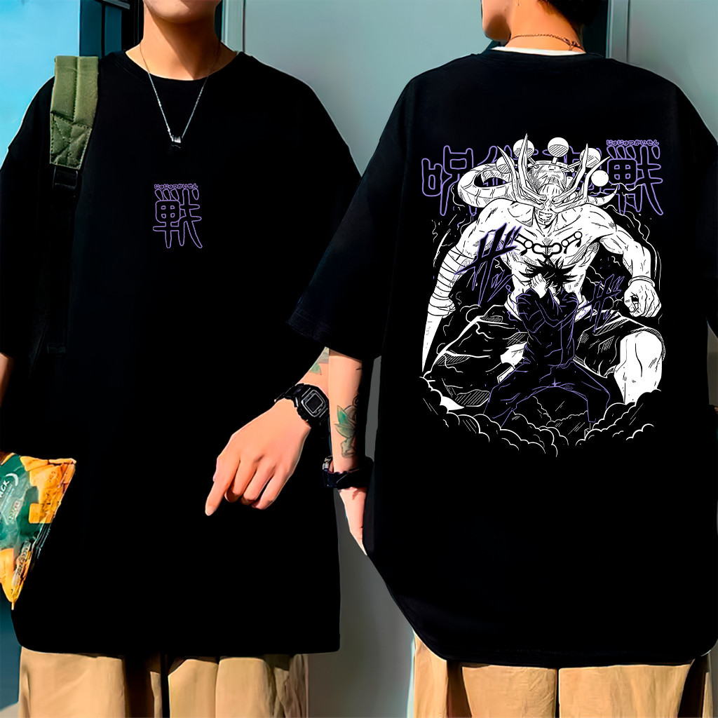 [Camiseta Premium em Algodão Puro]VOR Camiseta Estampada Oversized Anime Treino Academia Megumi Jujutsu Camisa Algodão F