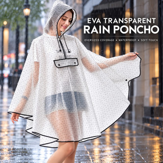 Capa de chuva Poncho transparente EVA adulto unissex espessada à prova d'água capa com capuz capa de chuva para caminhad